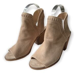 Steven Madden Ankle Boots Marco Suede Perforated Open Toe Sling Back Sandals 6.5